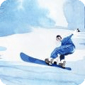 小男孩滑雪
